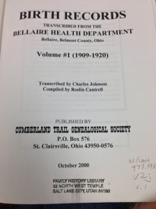 Bellaire Birth Records V1 1909-1920