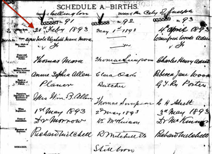 Viola Mara's birth certificate