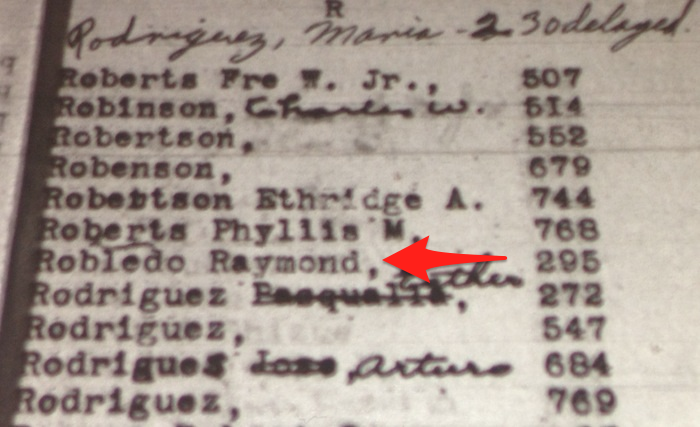 Benjamin Robledo - 1919 Birth - Index FHL