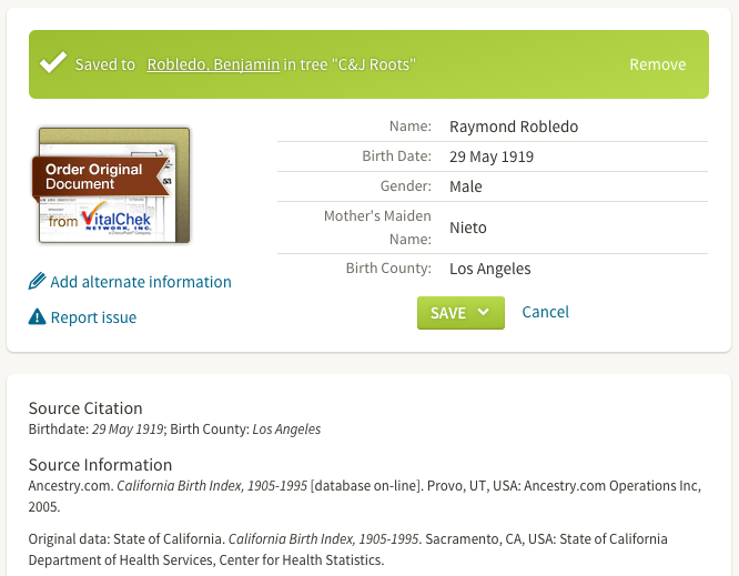 Benjmain Robledo - 1919 - CA Birth Index - Ancestry