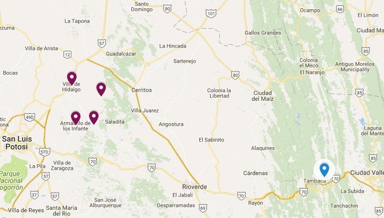 Robledo and Nieto Region Map with Rascon